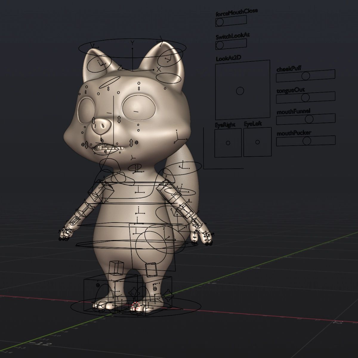 The animation righ with facial control panel. Rigged in Auto Rig Pro and FaceIt in Blender. Animated with Rokoko Smart Suit and Rokoko Studio.
